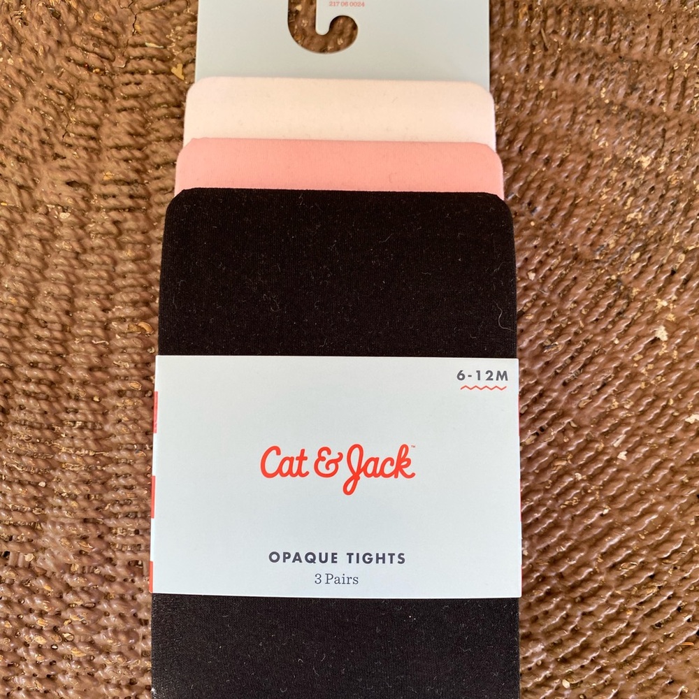 Cat & Jack Tights 3-Pack in Black, Pink, and White
